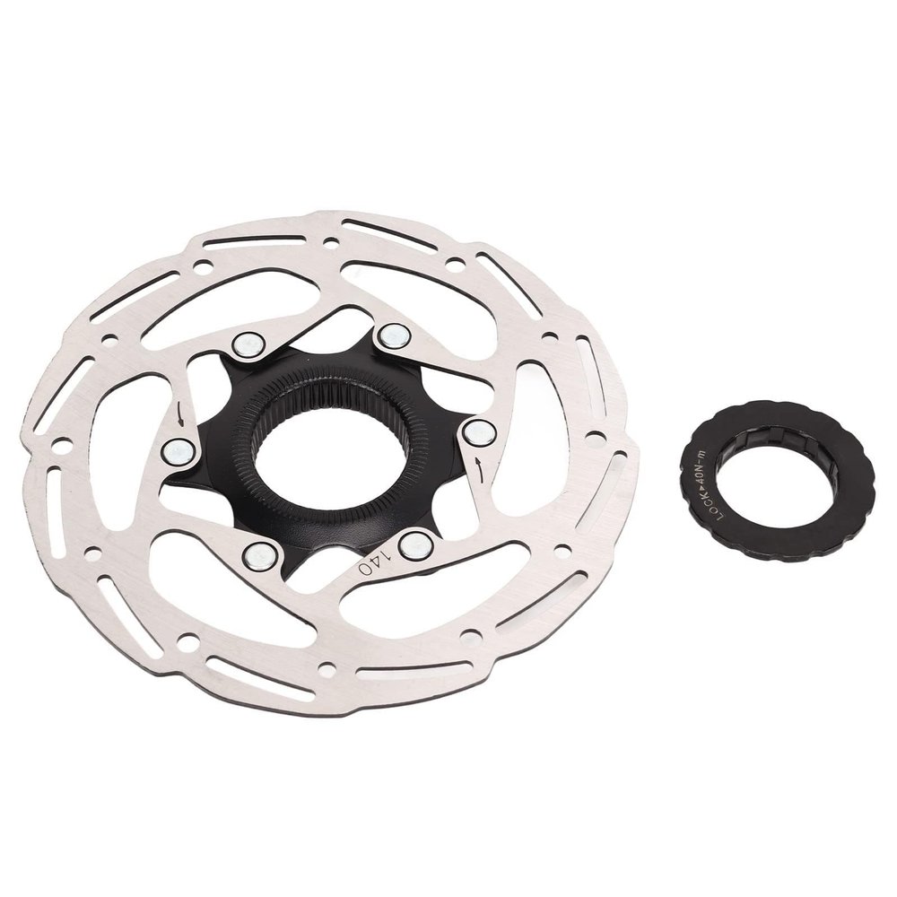 Bike Disc Brake Rotors, Bicycle Steel Centerlock Disc Brake Rotor with Center Lock Cover 26.8mm/1.06in Inside Diameter 44mm/1.73in Outer Diameter for Most Road Mountain Bike(140mm)