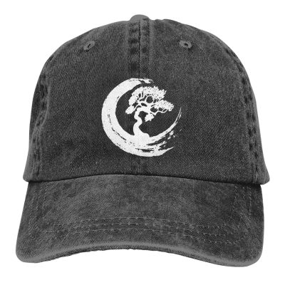 Bonsais Trees in Circle Birds Hat Baseball Cap for Men Women Adjustable Denim Cotton Trucker Hats Black