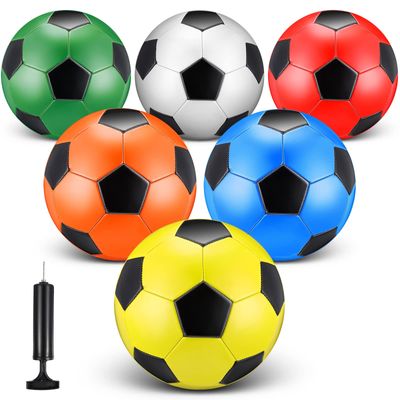 Deekin 6 Pcs Soccer Ball Bulk with Pump Size 5/4/3 Soccer Ball for Indoor Outdoor Sport Practice Competition Sport Training Accessories for Youth Adults(Size 3,Colorful)