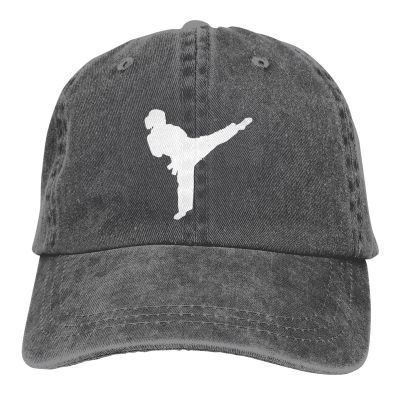 Taekwondo Silhouette Hat Baseball Cap for Men Women Adjustable Denim Cotton Trucker Hats Deep Heather