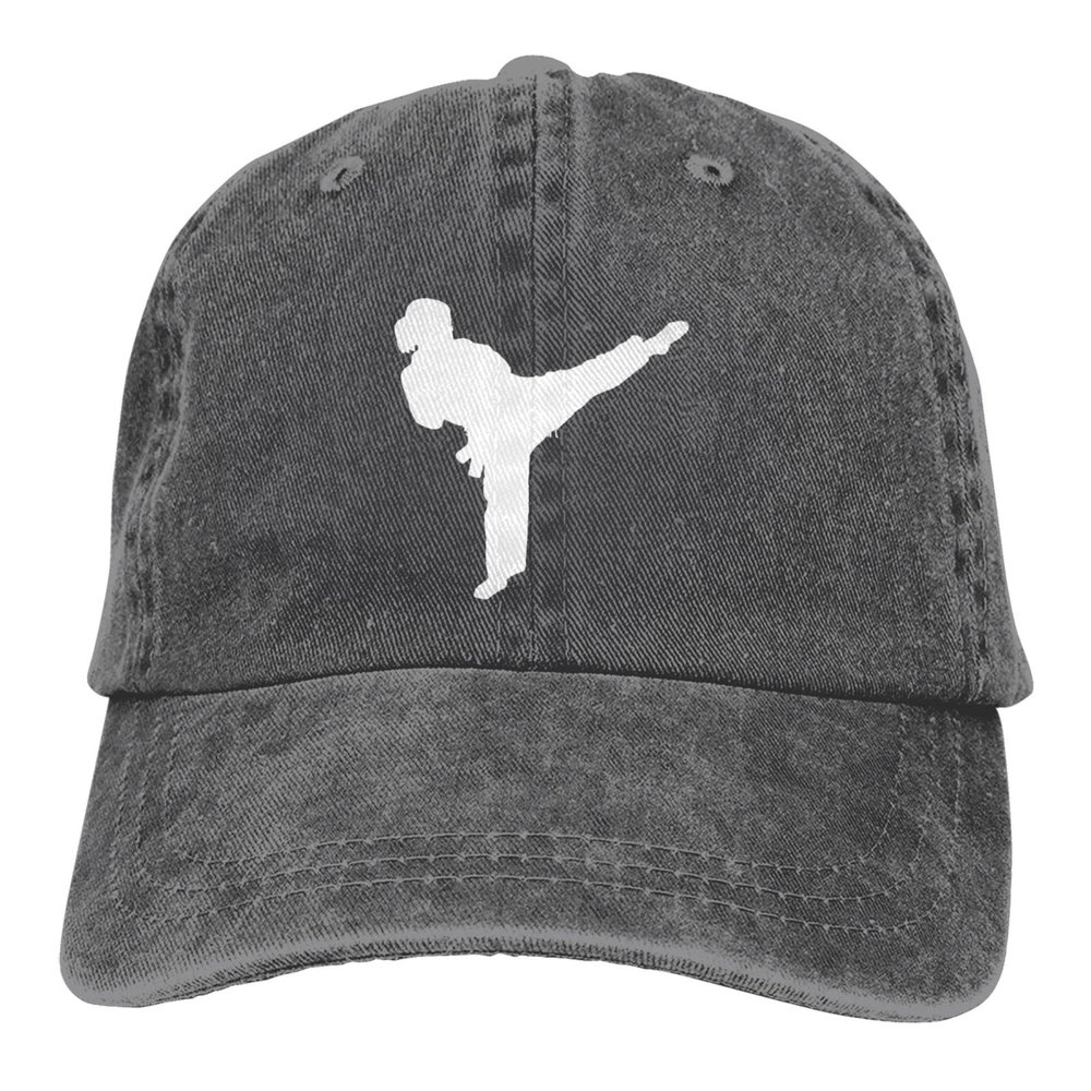 Taekwondo Silhouette Hat Baseball Cap for Men Women Adjustable Denim Cotton Trucker Hats Deep Heather