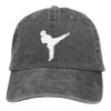 Taekwondo Silhouette Hat Baseball Cap for Men Women Adjustable Denim Cotton Trucker Hats Deep Heather view 1