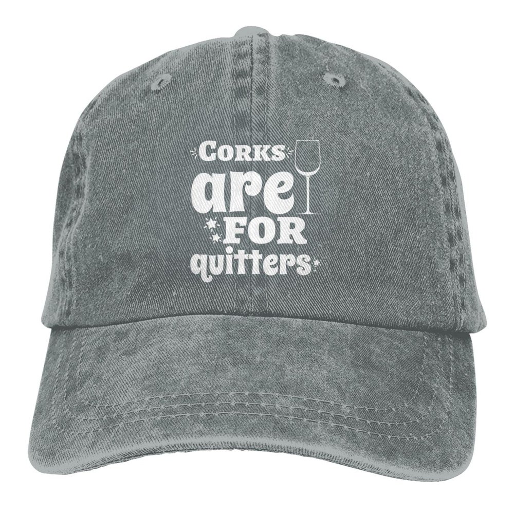 Corks are for Quitters Hat Baseball Cap for Men Women Adjustable Fashion Sun Hats Gray