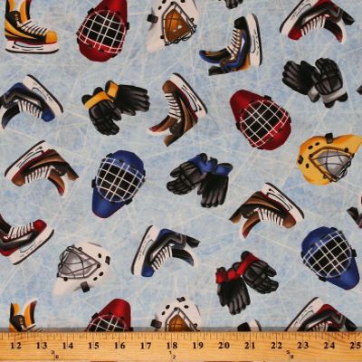 FlashPhoenix Quality Sewing Fabric 100% Cotton Hockey Gloves Ice Skates Sports Goalie Helmets Fabric Size; 36"x 44" by The Yard