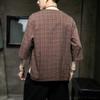 Mens Chinese Cotton Linen Plaid T-Shirt Half Sleeve Button Crewneck Hipster Shirts Plus Size Casual Loose Tees (Coffee,X-Large) view 3