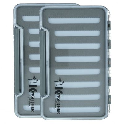 Kingfisher Fishing Large Slim Waterproof Foam Fly Box - 2 Pack