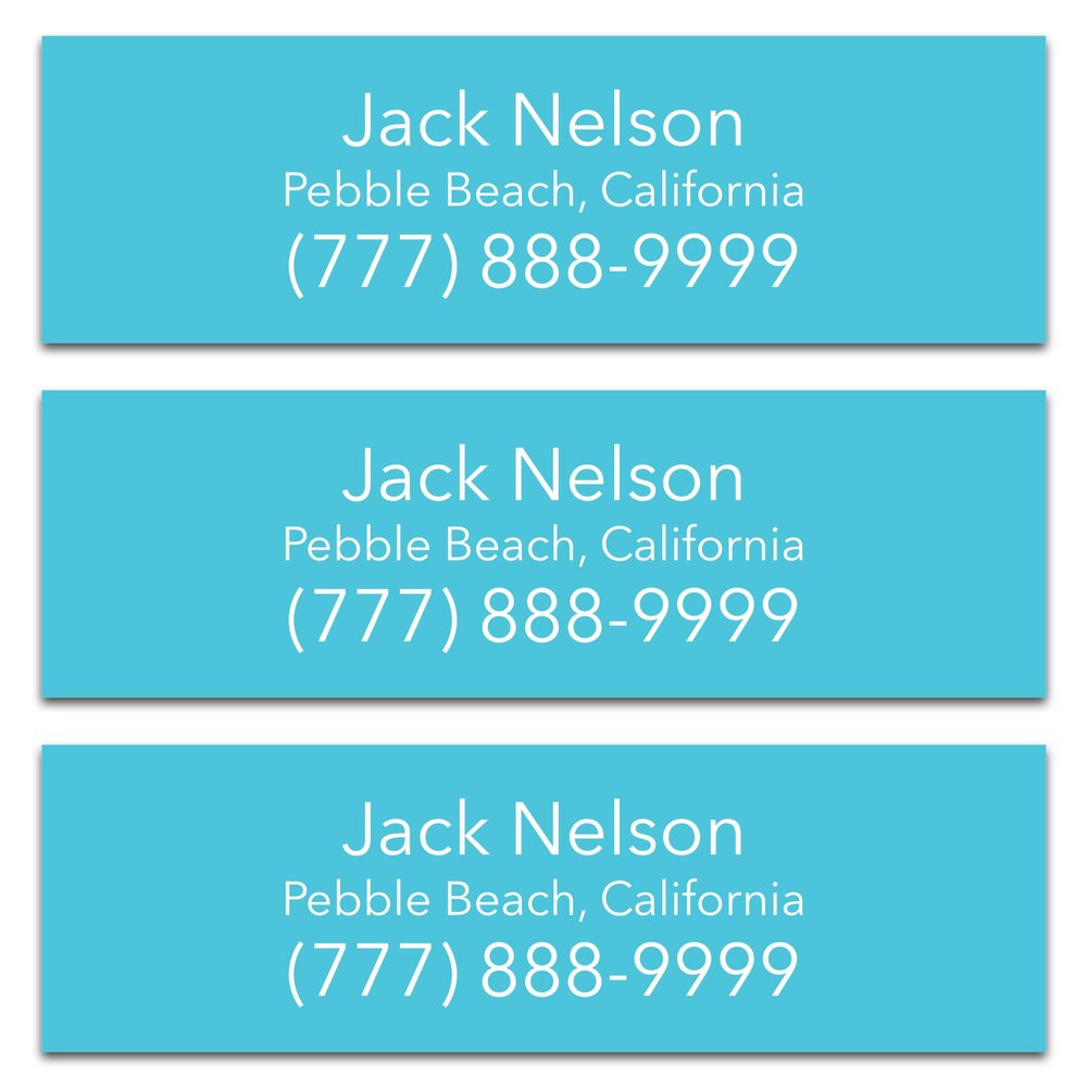 Personalized Golf Club Name Labels (30 Labels) - Custom Waterproof Name Stickers for Golf Clubs (Light Blue with White Text)
