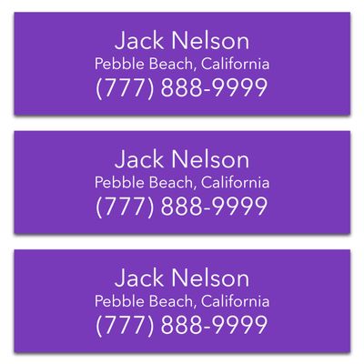 Personalized Golf Club Name Labels (30 Labels) - Custom Waterproof Name Stickers for Golf Clubs (Purple with White Text)
