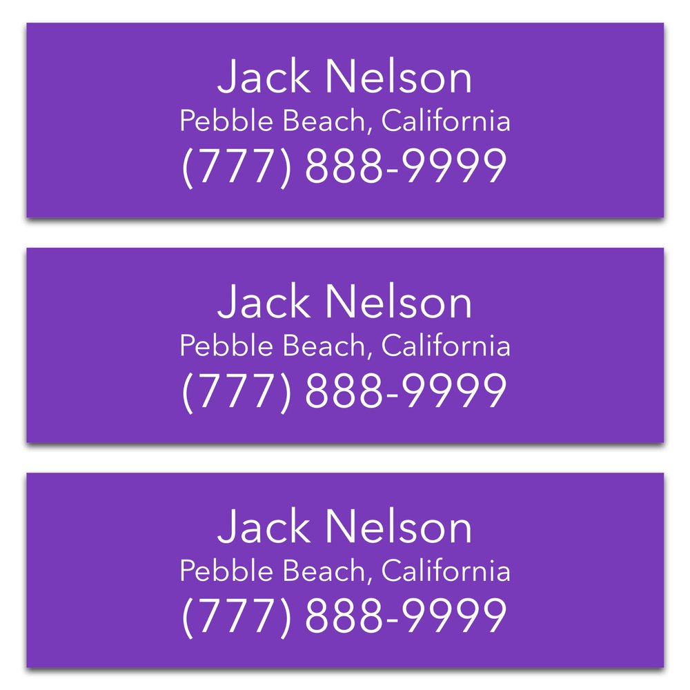 Personalized Golf Club Name Labels (30 Labels) - Custom Waterproof Name Stickers for Golf Clubs (Purple with White Text)