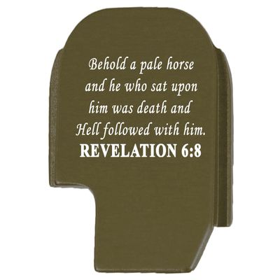 NDZ Performance Rear Slide Cover Plate for Sig P365 P365X P365 XL P365 X Macro P365 Fuse 9mm .380 Laser Engraved Aluminum in Olive Drab Green - Bible Revelations 6:8