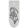 NDZ Performance Magazine Base Plate Finger Extension for Glock 43X 48 9mm Laser Engraved Anodized Aluminum in Silver, Made in The USA - Grim Reaper 2 view 1