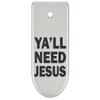 NDZ Performance Magazine Base Plate Finger Extension for Glock 43X 48 9mm Laser Engraved Anodized Aluminum in Silver, Made in The USA - Y'all Need Jesus Text view 1