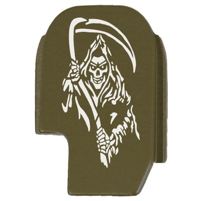 NDZ Performance Rear Slide Cover Plate for Sig P365 P365X P365 XL P365 X Macro P365 Fuse 9mm .380 Laser Engraved Aluminum in Olive Drab Green - Grim Reaper 2