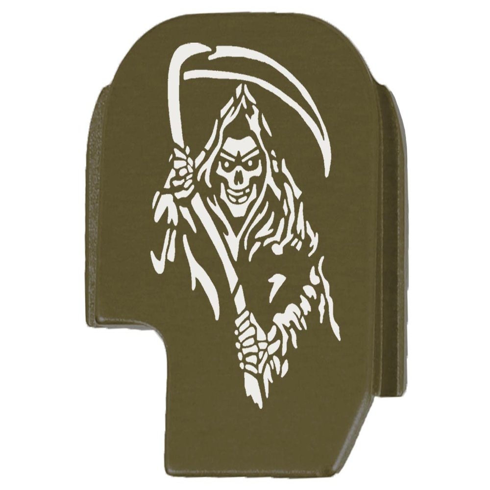 NDZ Performance Rear Slide Cover Plate for Sig P365 P365X P365 XL P365 X Macro P365 Fuse 9mm .380 Laser Engraved Aluminum in Olive Drab Green - Grim Reaper 2