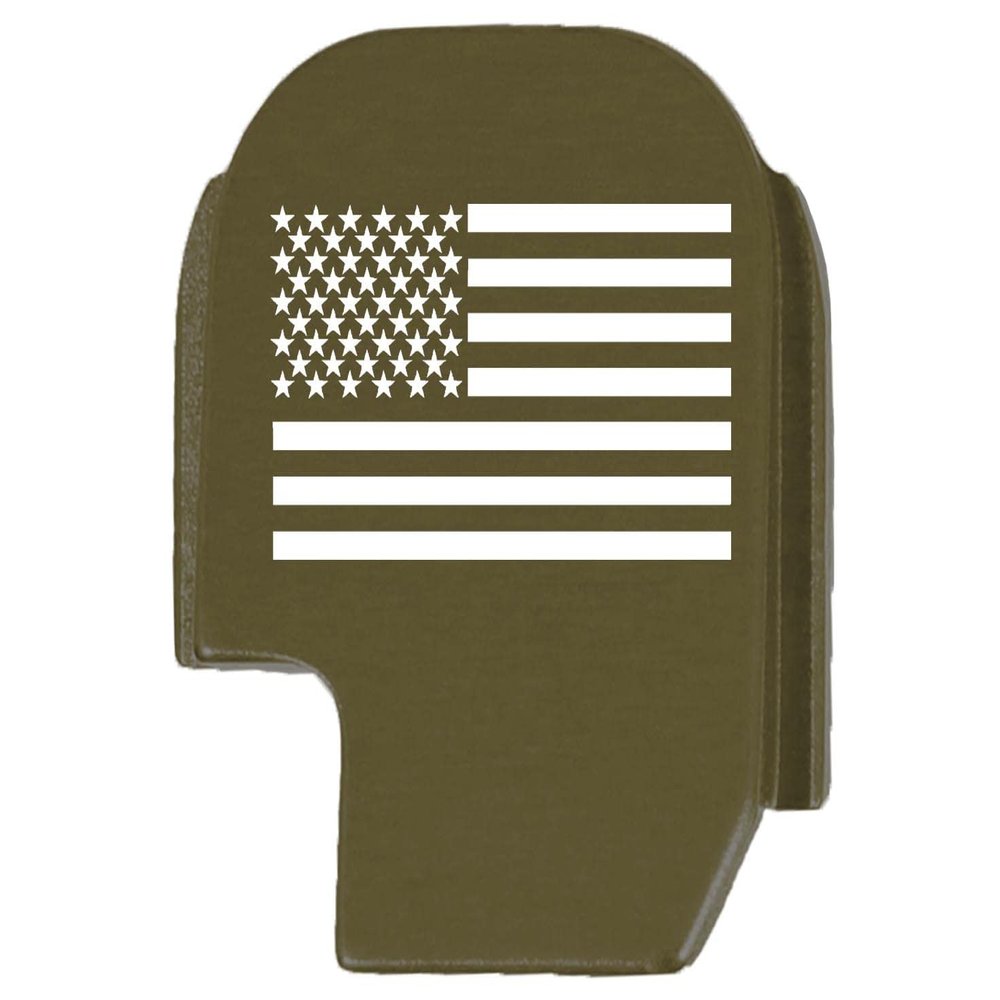 NDZ Performance Rear Slide Cover Plate for Sig P365 P365X P365 XL P365 X Macro P365 Fuse 9mm .380 Laser Engraved Aluminum in Olive Drab Green - US Flag