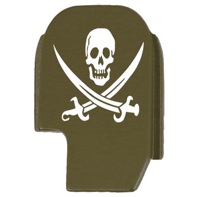 NDZ Performance Rear Slide Cover Plate for Sig P365 P365X P365 XL P365 X Macro P365 Fuse 9mm .380 Laser Engraved Aluminum in Olive Drab Green - Skull Jolly Roger 2