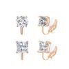 YOQUCOL 2 Pairs 8MM White Cubic Zirconia Crystal Rose Golden Tone Clip On Earrings Non Pierced Stud Earrings For Women view 1