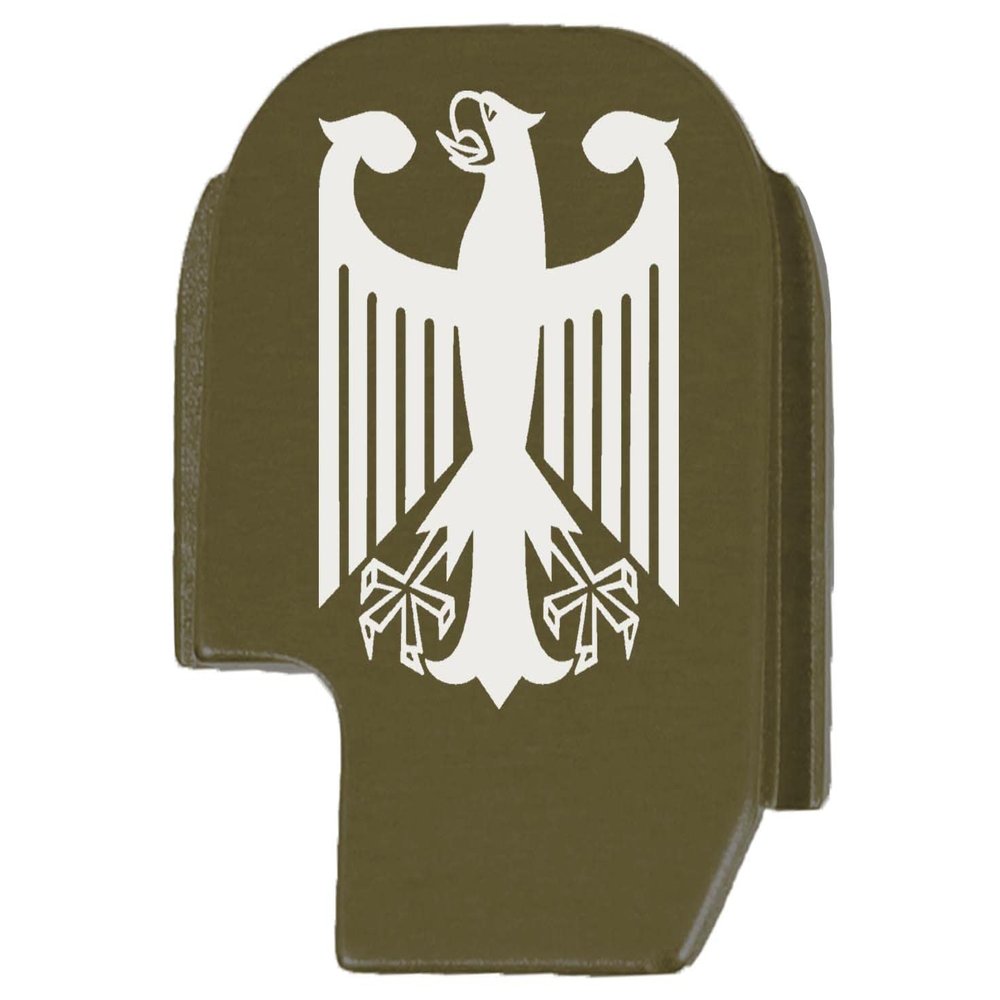 NDZ Performance Rear Slide Cover Plate for Sig P365 P365X P365 XL P365 X Macro P365 Fuse 9mm .380 Laser Engraved Aluminum in Olive Drab Green - German Coat of Arms Federal Eagle