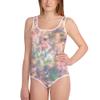 Youth Women One-Piece Swimsuit Swimwear UPF Pink Floral Abstract Print view 2