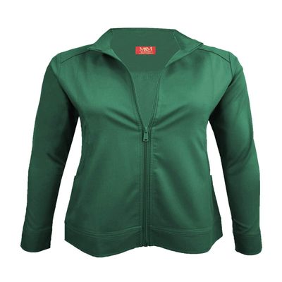 Women's Ultra Soft Front Zip Warm-Up Scrub Jacket (Hunter Green, Large)