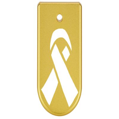 NDZ Performance Magazine Base Plate Finger Extension for Glock 43X 48 9mm Laser Engraved Anodized Aluminum in Gold, Made in The USA - Awareness Ribbon