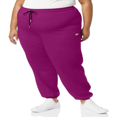 DKNY Womens Sport Metallic Logo Everyday Jogger Sweatpants, Magenta Purple Gold, 3X US