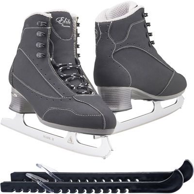 Jackson Ultima Ice Skates Softec Black Elite ST7200 Womens 7 Bundle with Skate Guards