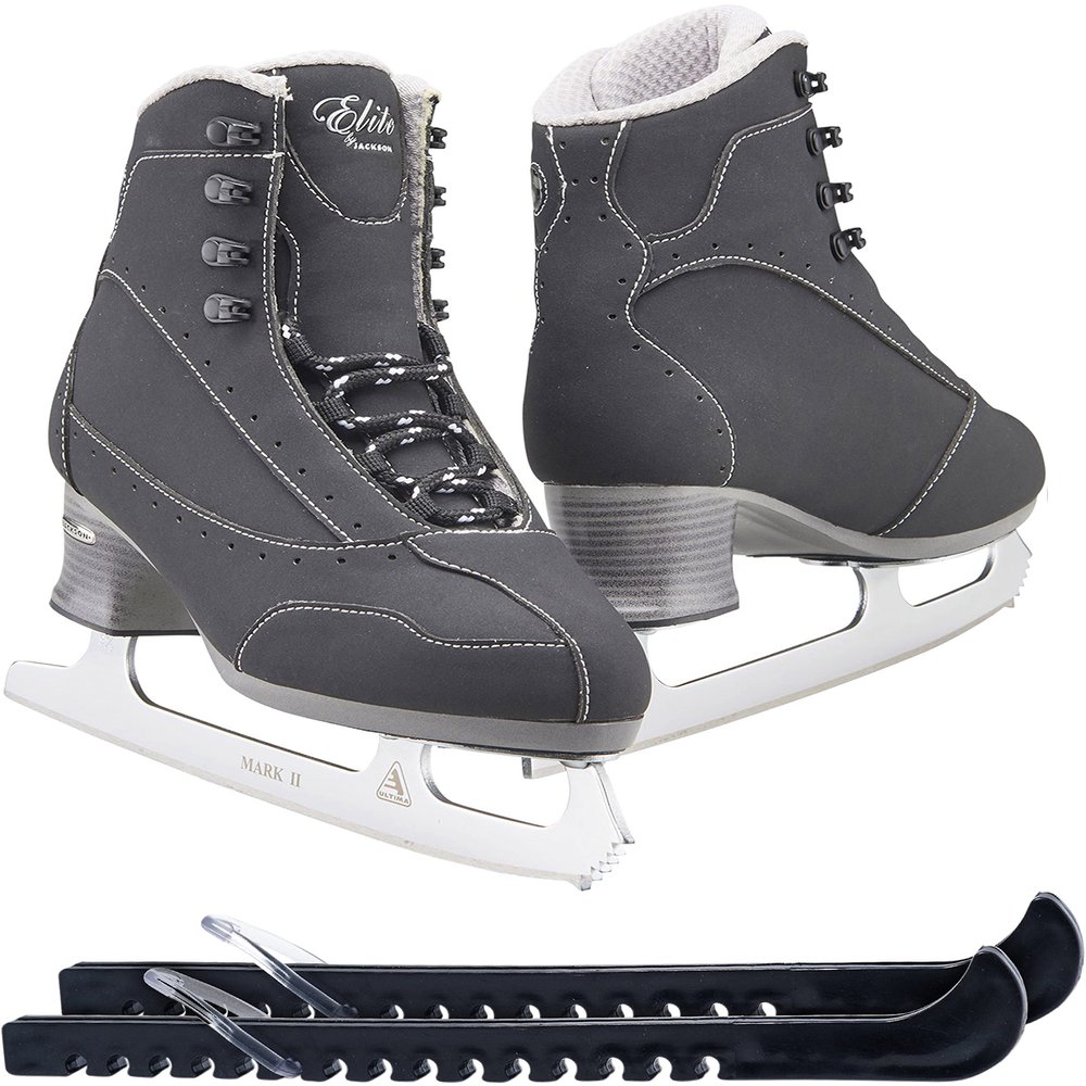 Jackson Ultima Ice Skates Softec Black Elite ST7200 Womens 7 Bundle with Skate Guards