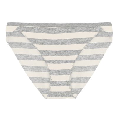 KICKEE Bikini Briefs Womens Underwear, Playful Stripe Print, Tagless Panties for Women, Classic Style, Seamless Comfort for All Day Wear (Heathered Mist Sweet Stripe - XL)
