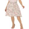 Allegra K Women's Floral Skirts Spring Smocked Elastic Waist A-Line Below Knee Length Ruffle Tiered Skirt Medium White2 view 1