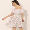 Allegra K Women's Floral Skirts Spring Smocked Elastic Waist A-Line Below Knee Length Ruffle Tiered Skirt Medium White2 view 4