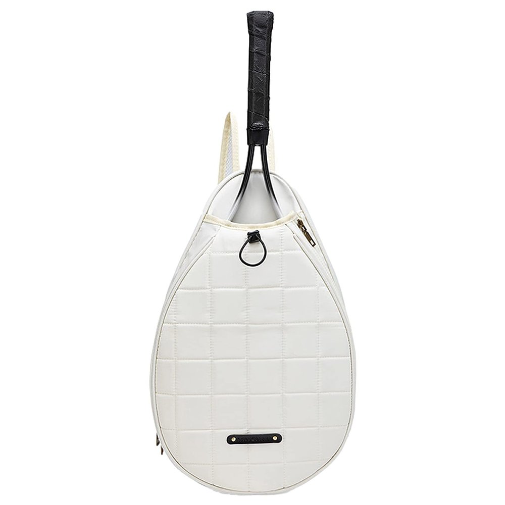 apott White Tennis Bag Waterproof Tennis Crossbody Backpack Sports Sling for Pickleball Racketball for Men Women