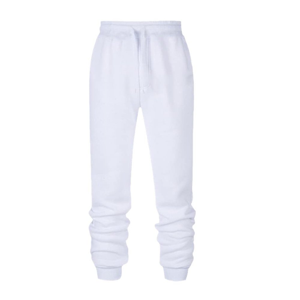 keusyoi Men's Jogging Sweatpants Male Running Sport Fitness Sportswear Breathable Pants Casual Cotton Trousers Pants White