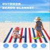 USA Independence Red Blue White Stripe Beach Blanket Extra Large 118x108in Outdoor Waterproof Sandproof Picnic Blankets with Stakes Lightweight Beach Mat for Camping Travel,President's Flag Day view 3