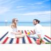 USA Independence Red Blue White Stripe Beach Blanket Extra Large 118x108in Outdoor Waterproof Sandproof Picnic Blankets with Stakes Lightweight Beach Mat for Camping Travel,President's Flag Day view 4