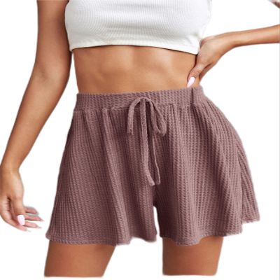 CRTGW Shorts for Women Knit Knot Front Wide Leg Shorts (Size : Small)