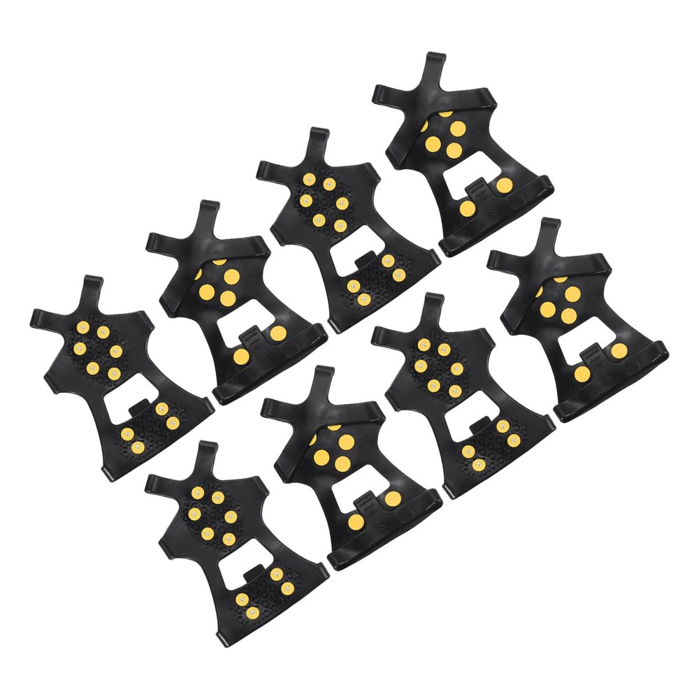 PATIKIL 7.3" Ice Cleats, 4 Pairs Anti-Slip Snow Traction Cleat 10 Steel Studs Crampons Universal Gripper Spikes Claw for Shoes and Boots, Black