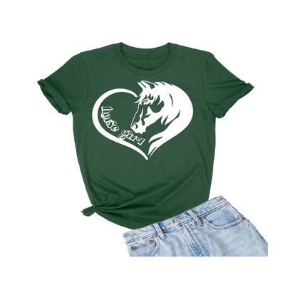 3X-Large Forest Green Mens Horse Girl Loves Horses Gift Idea T-Shirt