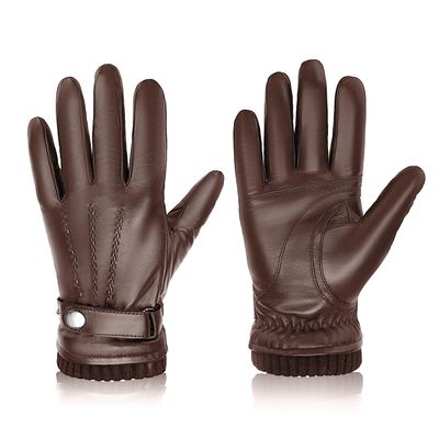 BISON DENIM Winter Sheepskin Leather Gloves for Men, Warm Cashmere Lined Touchscreen Texting Gloves for Driving (Cognac,XX-Large)