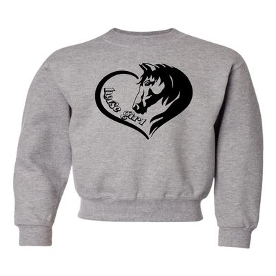Small Athletic Heather Youth Horse Girl Loves Horses Gift Idea Crewneck Sweatshirt