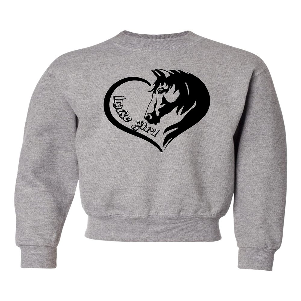 Small Athletic Heather Youth Horse Girl Loves Horses Gift Idea Crewneck Sweatshirt