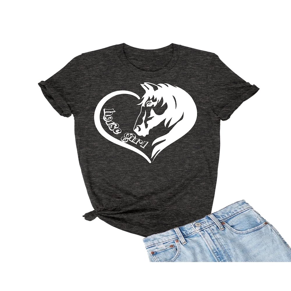 XX-Large Heather Black Mens Horse Girl Loves Horses Gift Idea T-Shirt