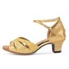 CsgrFagr Women's Gym Shoes Women's Outdoor Rubber Sole 3.5cm Low Heel Soft Bottom Latin Dance Shoes (Gold, 8) view 2
