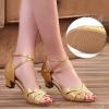 CsgrFagr Women's Gym Shoes Women's Outdoor Rubber Sole 3.5cm Low Heel Soft Bottom Latin Dance Shoes (Gold, 8) view 3