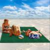 Modern Minimalism Hunter Green Beach Blanket Extra Large 118x108in Outdoor Waterproof Sandproof Picnic Blankets with Stakes Lightweight Beach Mat for Camping Travel Hiking,St Patricks Olive Green view 2