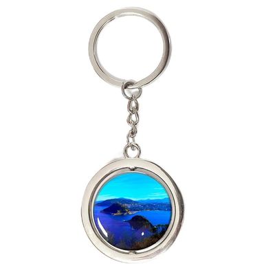 Spain San Sebastian Keychain Car Keys Decoration Accessories Double Sided Rotating Crystal Key Chain Souvenir Gift