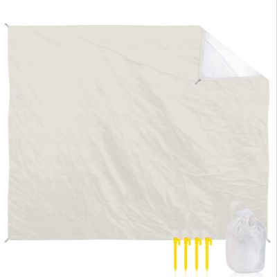 Modern Minimalism Pure Beige Beach Blanket Extra Large 95x80in Outdoor Waterproof Sandproof Picnic Blankets with Stakes Lightweight Beach Mat for Camping Travel Hiking,Cracker Khaki Solid Color