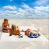 Modern Minimalism Pure Beige Beach Blanket Extra Large 95x80in Outdoor Waterproof Sandproof Picnic Blankets with Stakes Lightweight Beach Mat for Camping Travel Hiking,Cracker Khaki Solid Color view 2