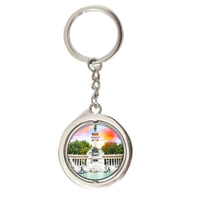 Spain Madrid Keychain Car Keys Decoration Accessories Double Sided Rotating Crystal Key Chain Souvenir Gift