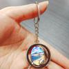 Spain Las Palmas Keychain Car Keys Decoration Accessories Double Sided Rotating Crystal Key Chain Souvenir Gift view 2